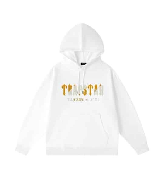 Sudadera Trapstar Decoded blanca con detalles dorados