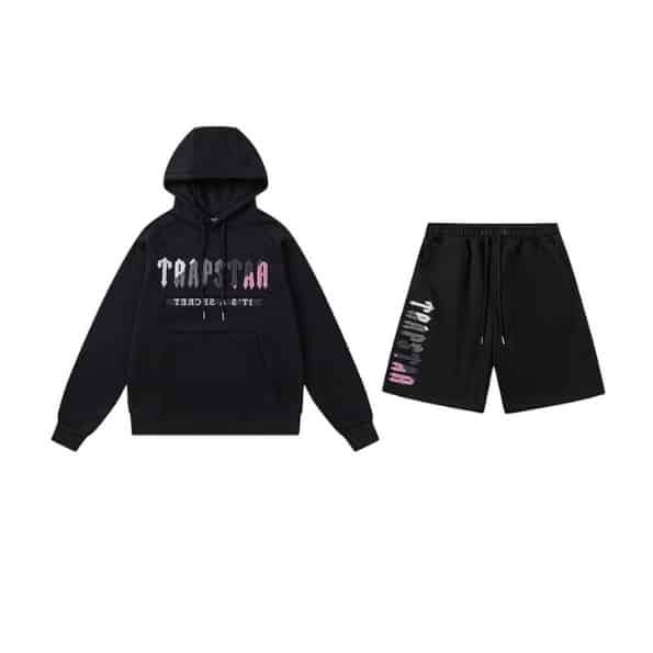 Chándal con capucha Decoded 2.0 negro con rosa de estilo urbano premium-Lado frontal